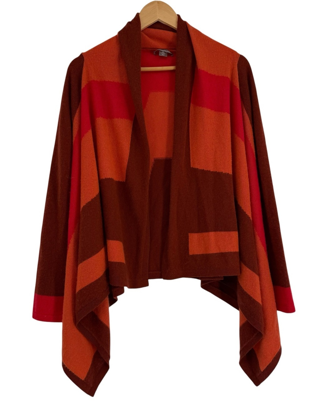 Charter Club Cashmere Luxury Open Front Knit Cardigan Colorblock Size M